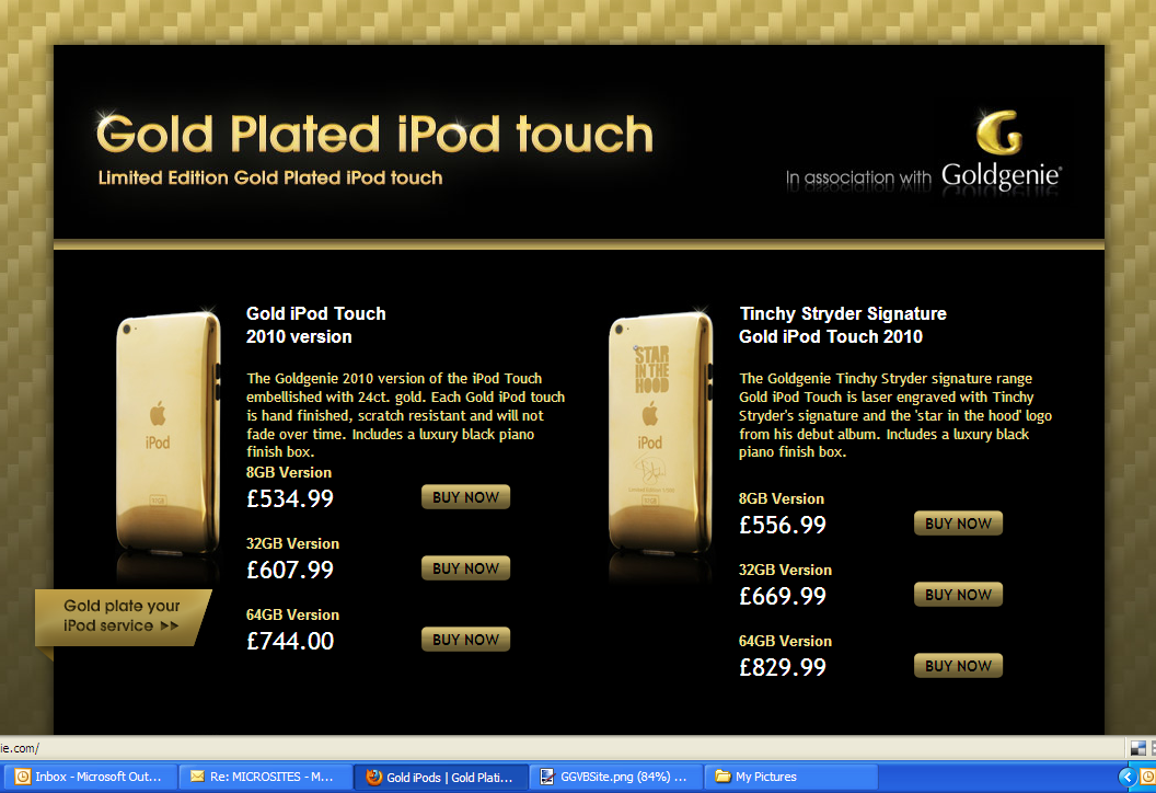 Goldgenie Gold iPod Website