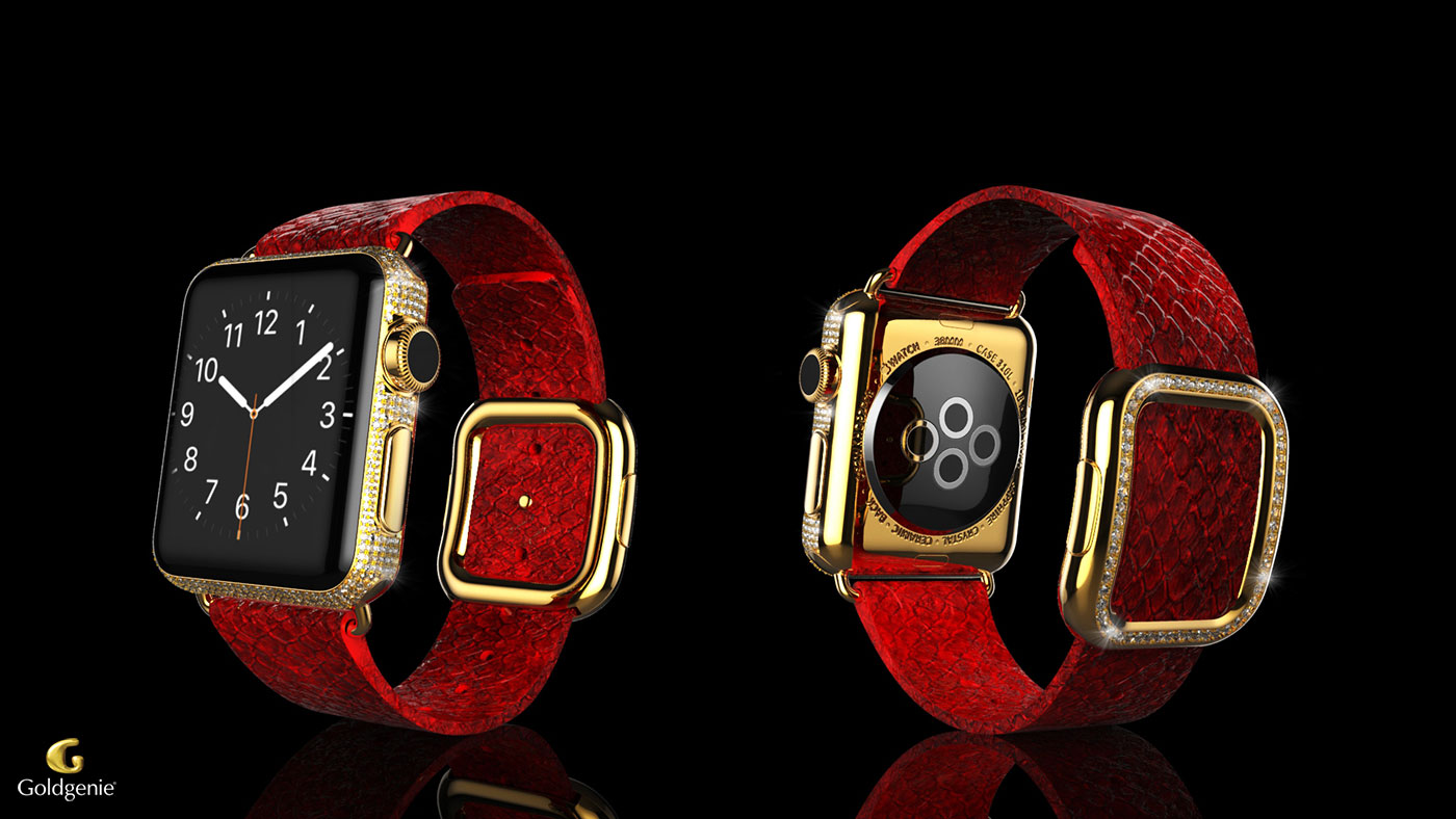 Diamond18kGoldAppleWatchRedPythonStrap Goldgenie Official Blog Diamond18kGoldAppleWatchRedPythonStrap Goldgenie Official Blog