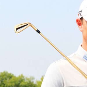 Justin Rose with Rose Gold TaylorMade Four Iron 1