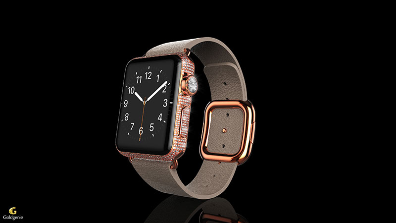 Swarovski Rose Gold Leather Apple Watch Brilliance