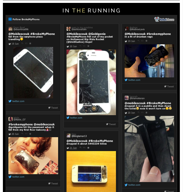 Mobiles.co.uk Brokemyphone competition Entries