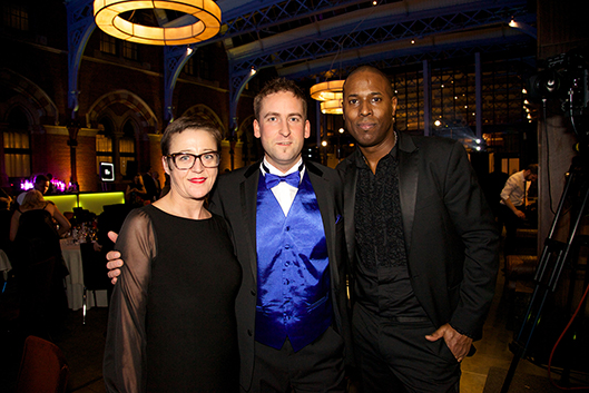 Sam Clarke from MacMillan Cancer Support on the left with Pete Wallroth Middle – After marrying the woman of his dreams Pete lost his wife to Cancer just after his first child was born. Macmillan nurses helped him get through and says he would not be here without them.