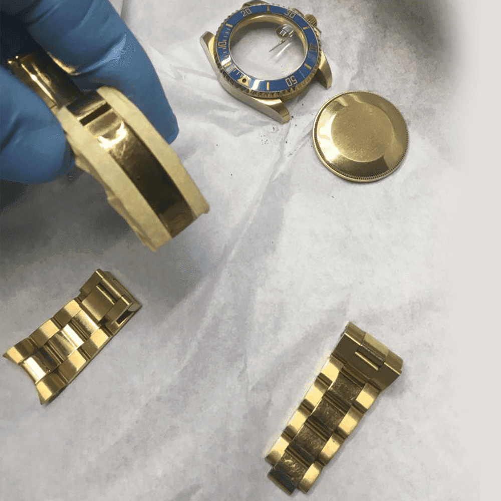 Luxury watch refurbished and replated in 24k gold