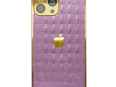 Pink Croc Leather iPhone 14