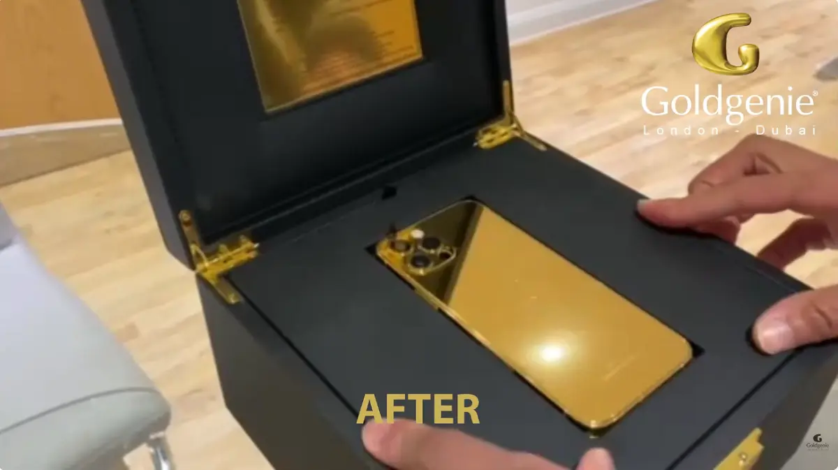 Engraved iPhones with custom gold personalised design by Goldgenie