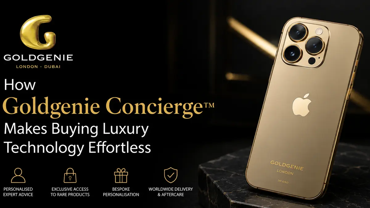 Customer using Goldgenie Concierge™ to explore handcrafted luxury Gold iPhones.