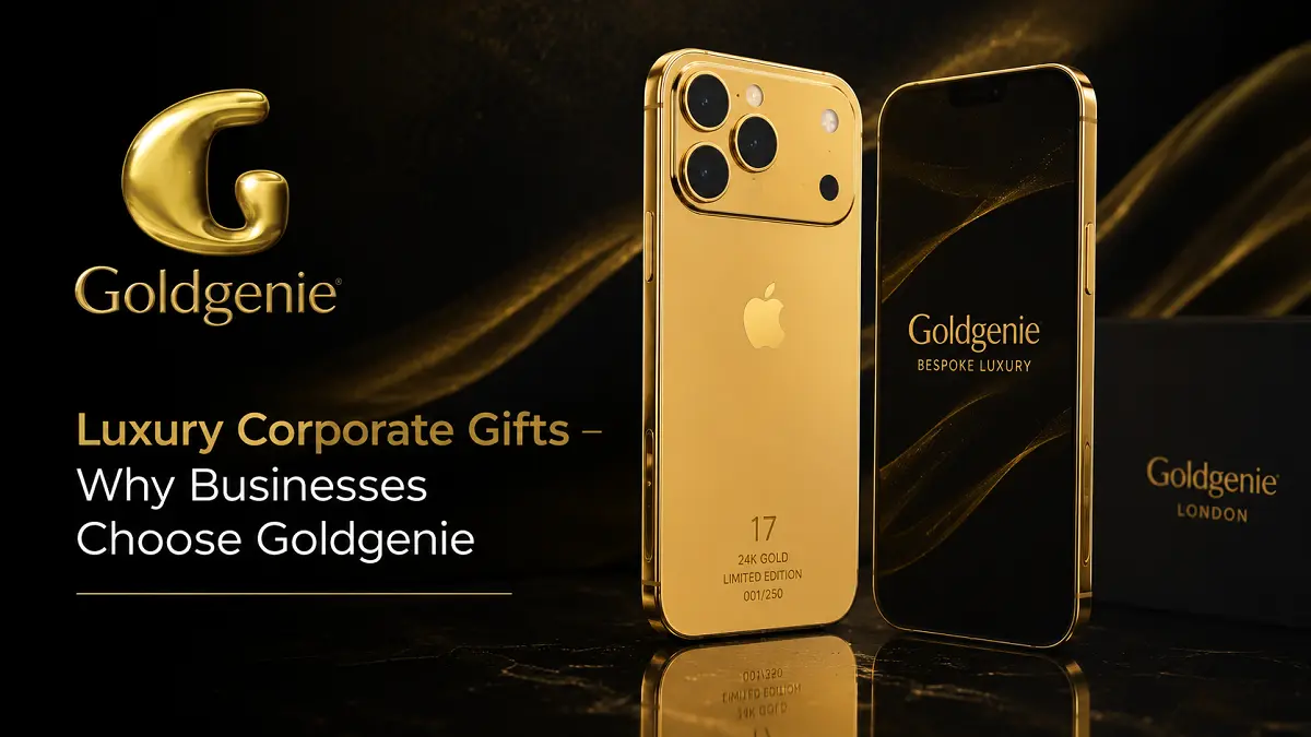 Luxury corporate gift featuring a handcrafted Goldgenie Gold iPhone.