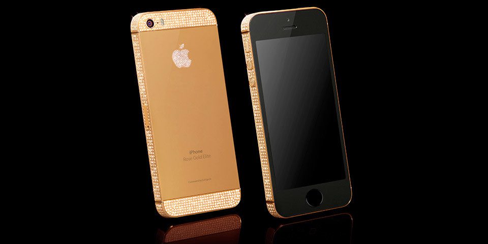 Iphone Se Swarovski Style Elite Bezel Top And Bottom And Apple Logo In Gold Rose Gold Or Platinum Goldgenie International