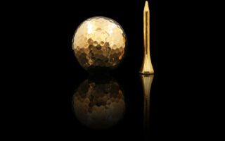 24K Gold Golf Ball and Tee
