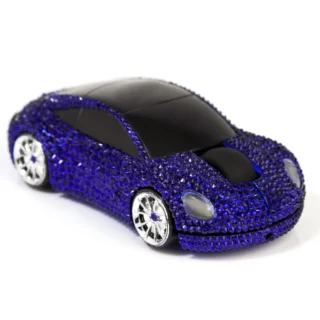 Swarovski Crystal Wireless Car Mouse Blue