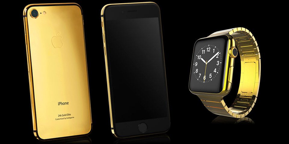 Gold iPhone 7 Box Set with Gold Apple Watch Customisation