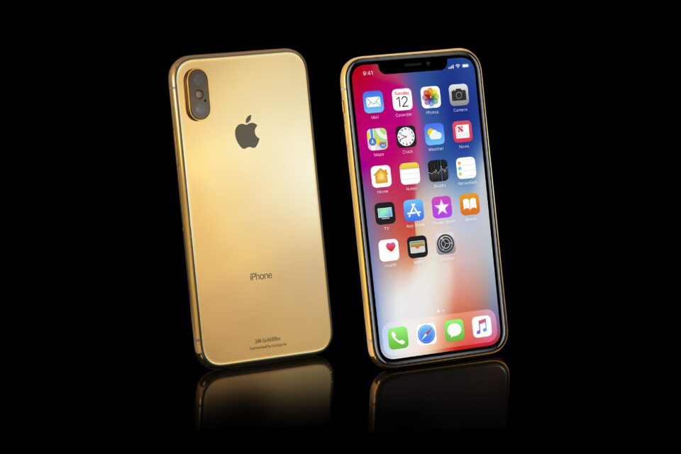 iPhoneX Gold Elite standing