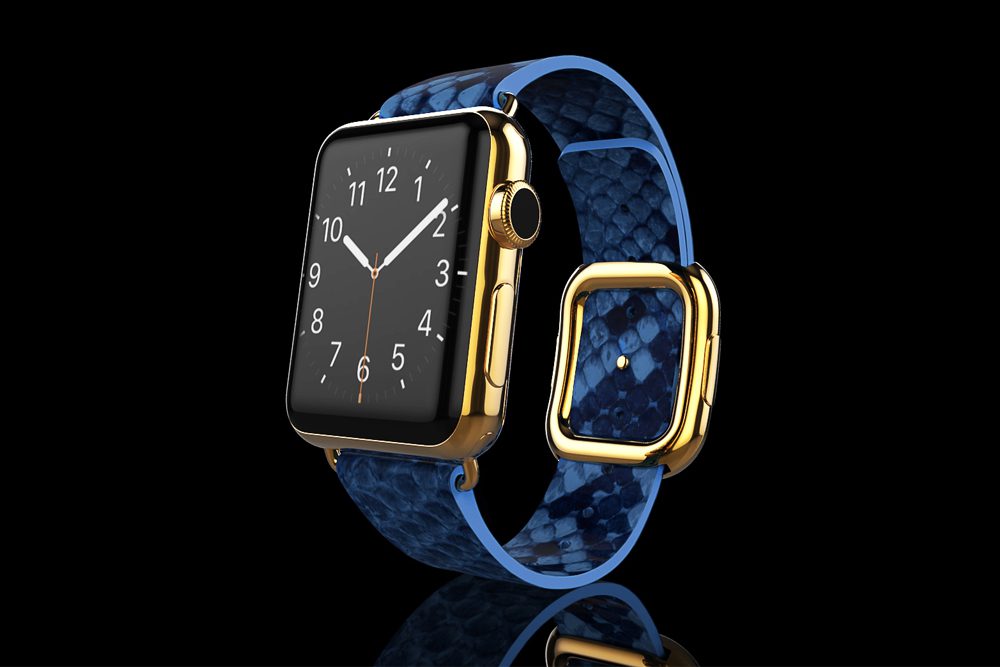 Gold Apple-Watch-5-Blue-Python-Strap