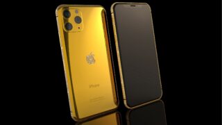 Gold-iPhone-11-pro-max-with-diamond-logo-bezel