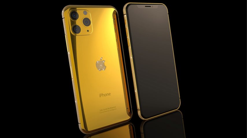 Gold-iPhone-11-pro-max-with-diamond-Logo-Luxury Corporate Gifts
