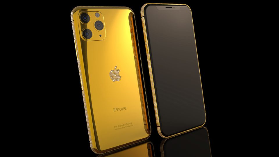Gold-iPhone-11-pro-max-with-crystal-Logo-Luxury Corporate Gifts