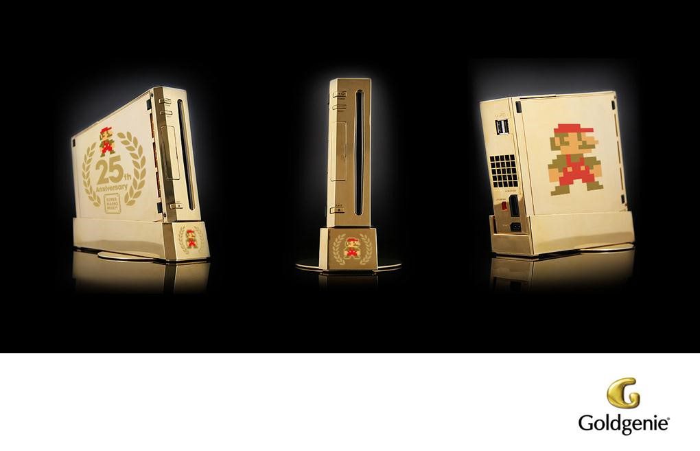 25th Anniversary Nintendo Wii Console embellished in 24k Gold