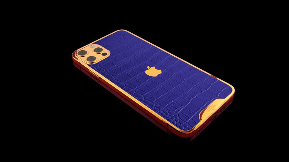 Rose Gold Blue Croc Leather iPhone 13