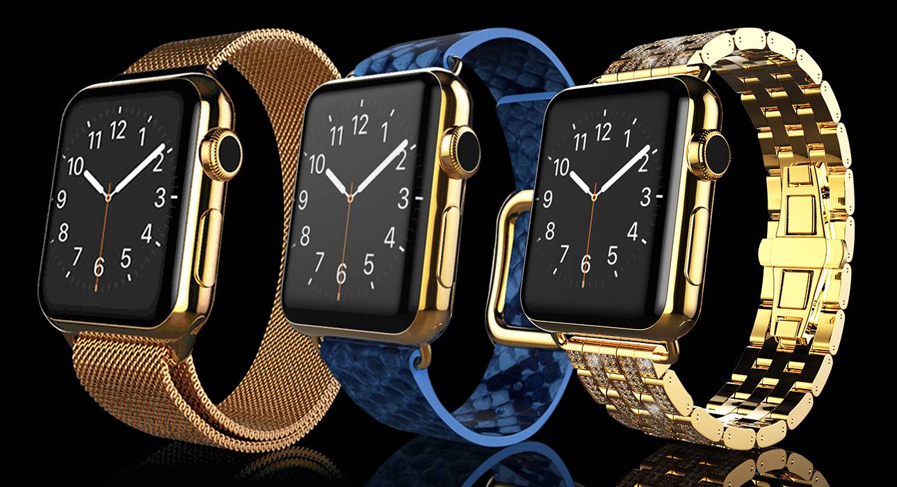 Gold Apple Watch 6 with Blue Python Strap