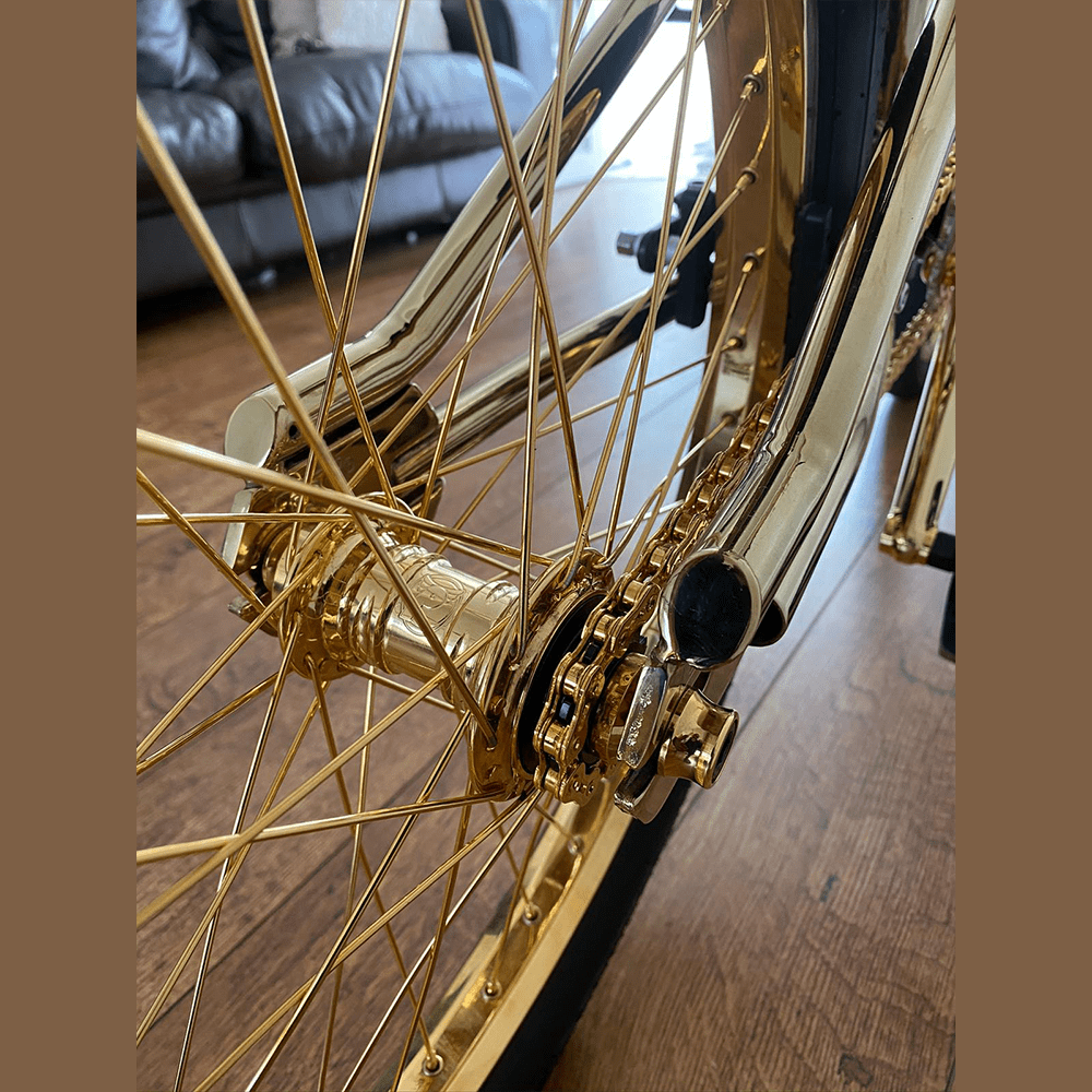 Gold plated bike wheel