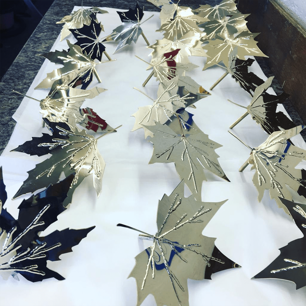 Silver plated leaves