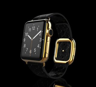 Gold Apple Watch 6 with Black Python Strap