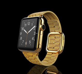 Gold Apple Watch 6 with Gold Python Strap