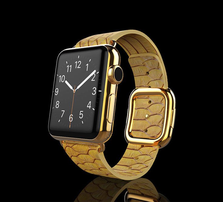 Gold Apple Watch with Gold Python Strap Goldgenie
