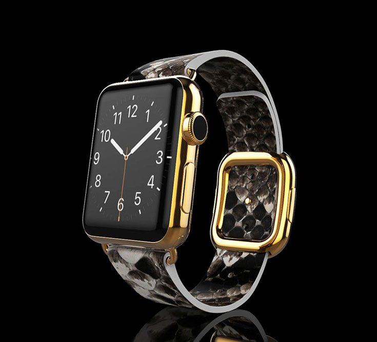 Gold Apple Watch 6 with Natural Python Strap