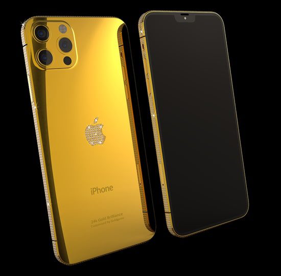 Gold iPhone with Crystal Logo