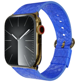 Gold Apple Watch 9 with Blue Python Strap