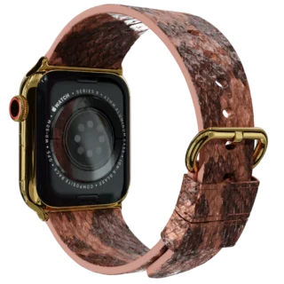 Gold Apple Watch 9 with Brown Python Strap back