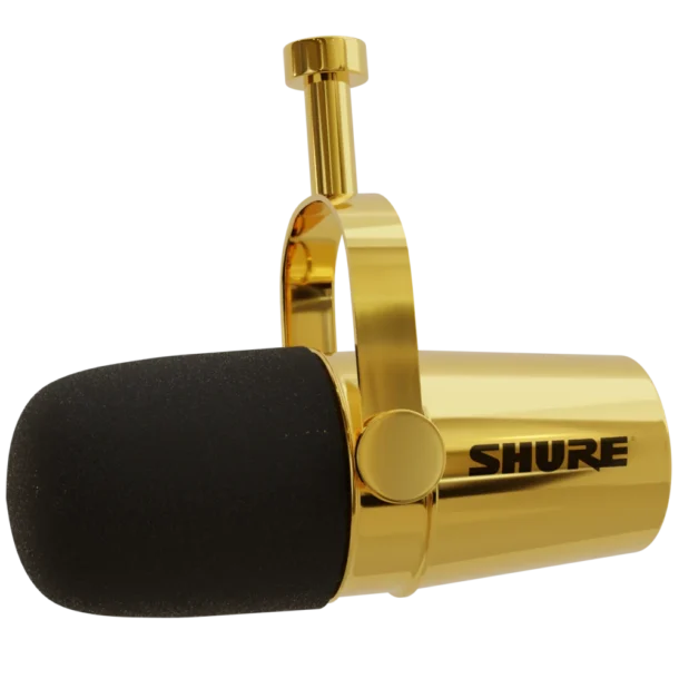 The SHURE MV57 – 24k Gold Plated Podcast Microphone