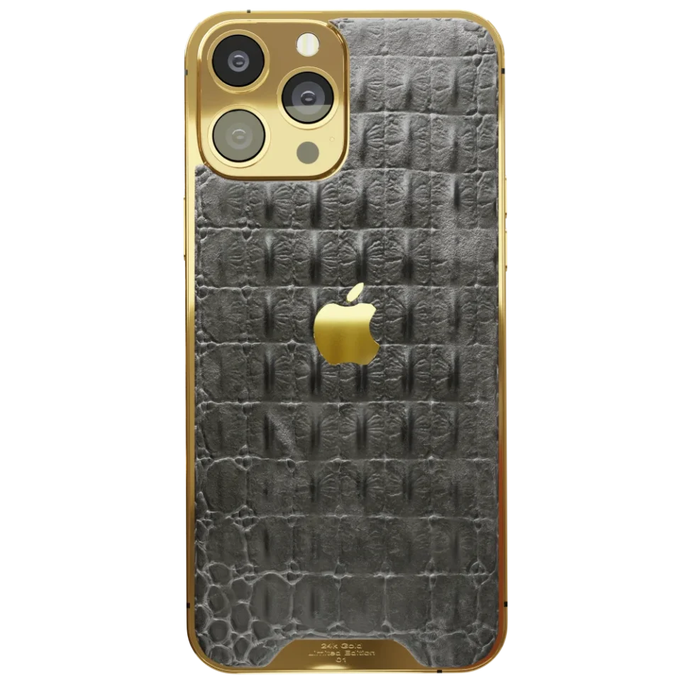 Black Croc Leather iPhone 14 Pro & Pro Max