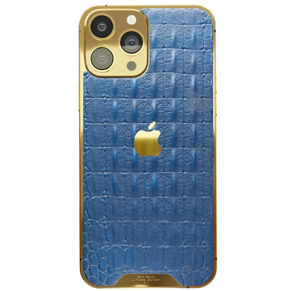 Blue Croc Leather iPhone 14 Pro & Pro Max