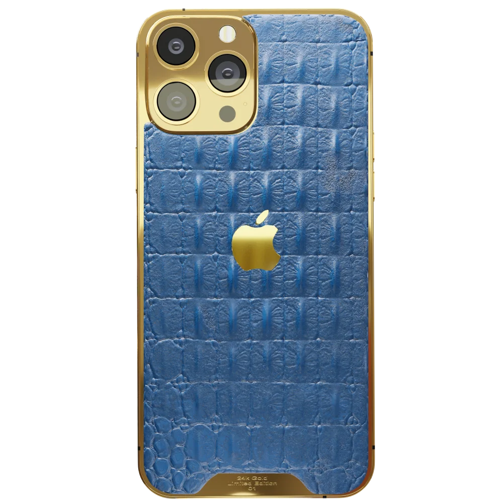 Blue Croc Leather iPhone 14 Pro Pro Max