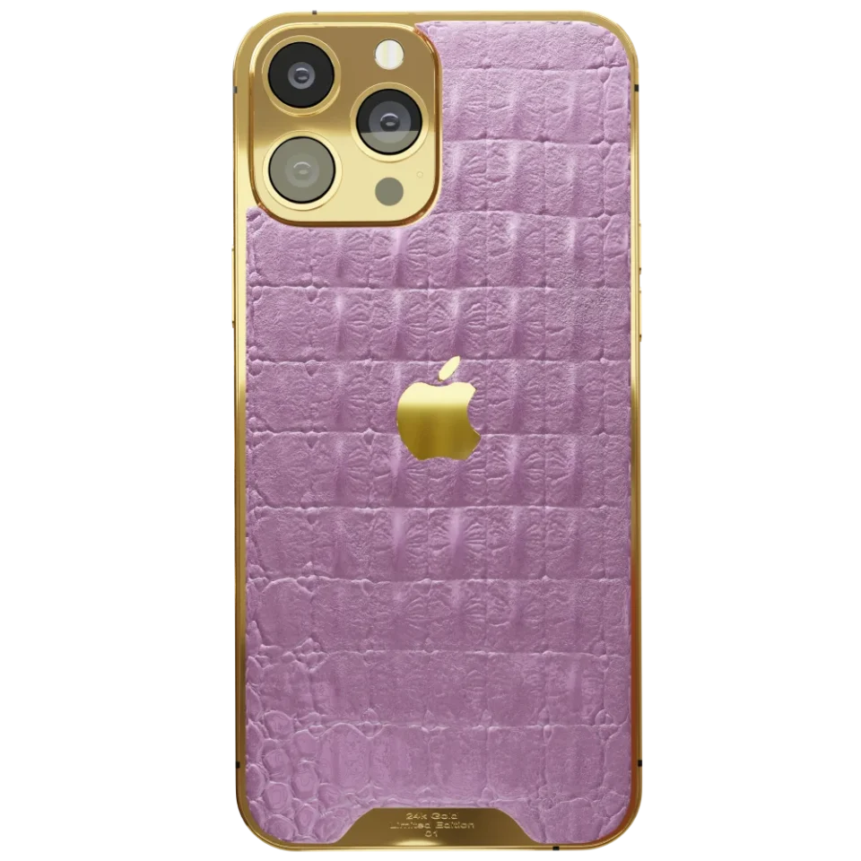 Pink Croc Leather iPhone 14 Pro & Pro Max