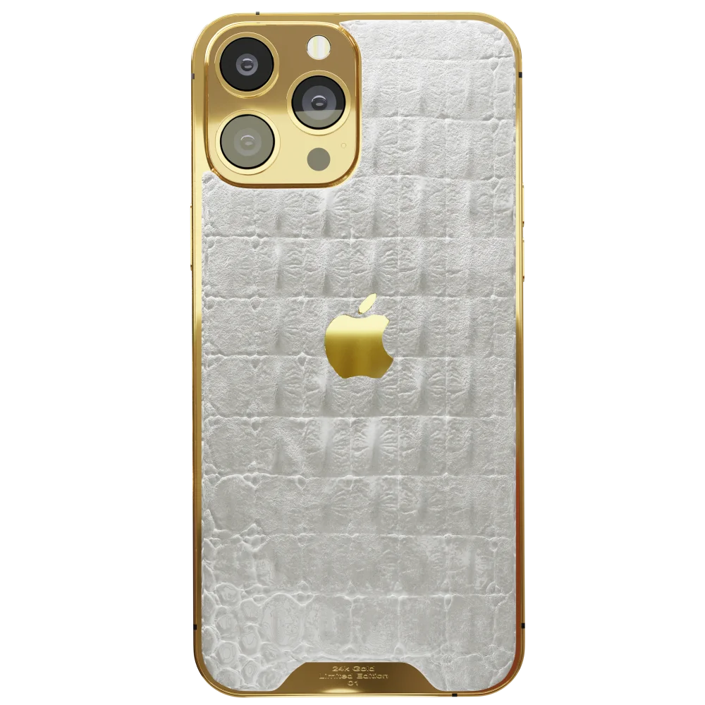 White Croc Leather iPhone 14 Pro Pro Max