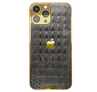 Black Croc Leather iPhone 15