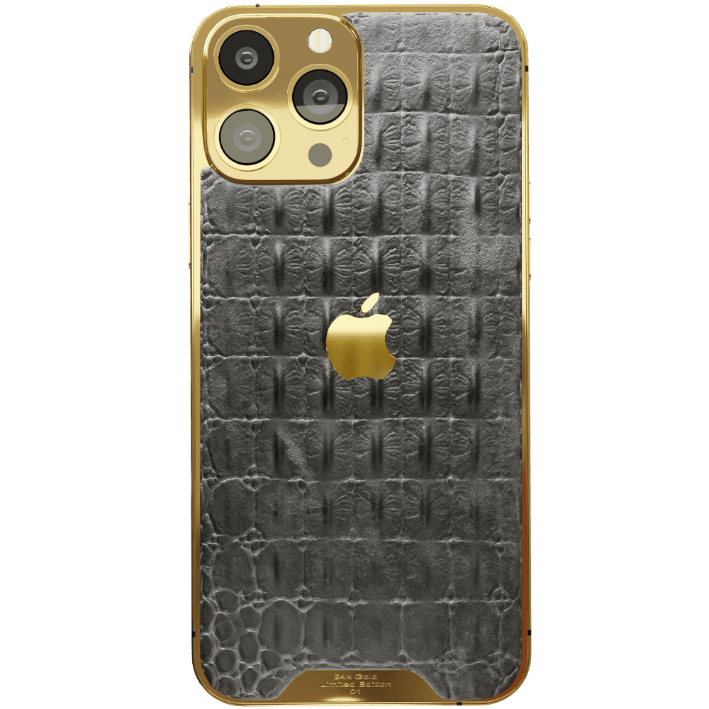Black Croc Leather iPhone 15 Pro Pro Max min