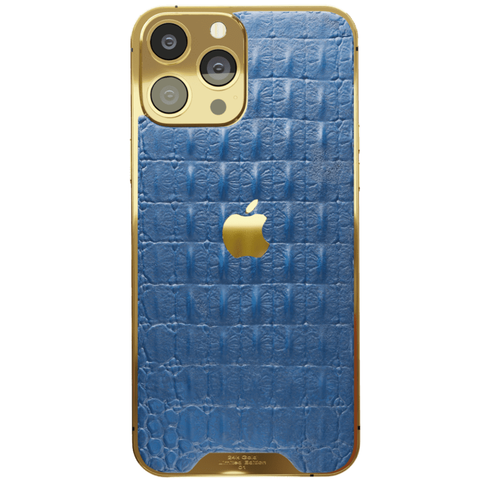 Blue Croc Leather iPhone 15 Pro & Pro Max
