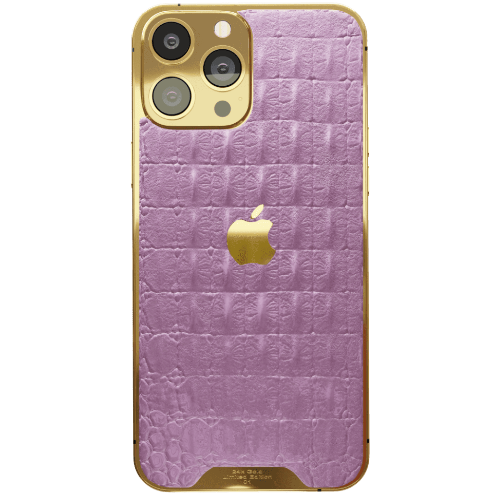 Pink Croc Leather iPhone 15 Pro & Pro Max-min