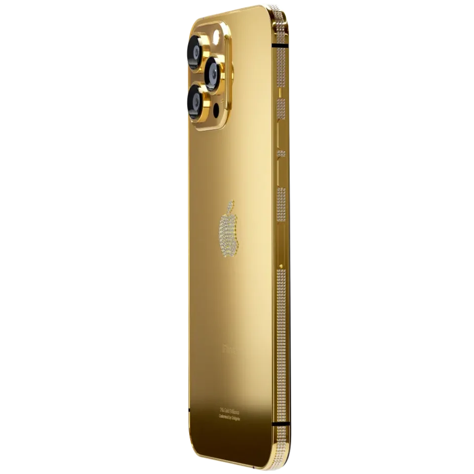 24k Gold Rose Gold Platinum iPhone 15 ProPro Max VS1 Diamond Bezel Logo