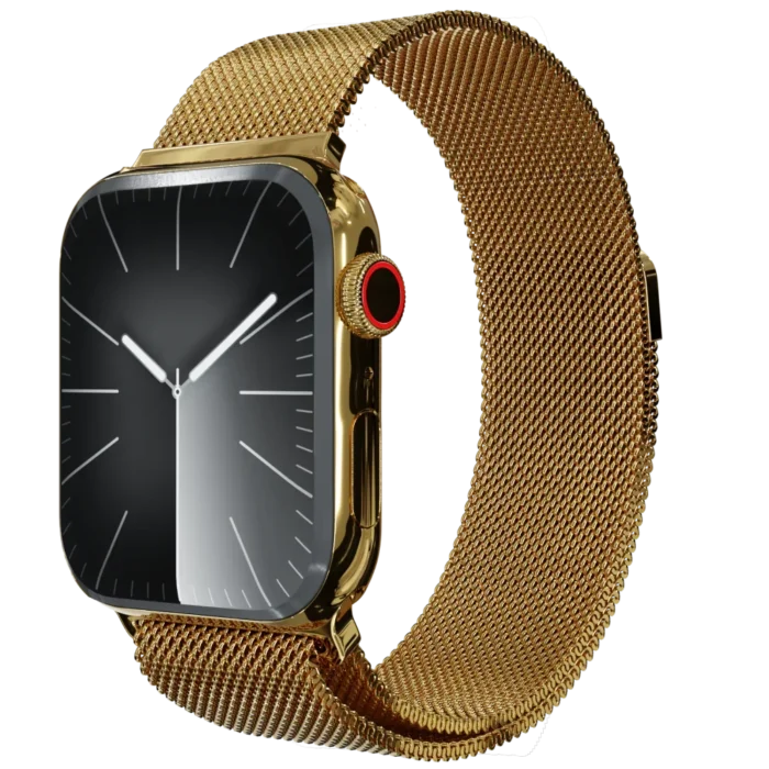 24k Gold Apple Watch 10 with Stainless Steel Milanese Strap | Goldgenie