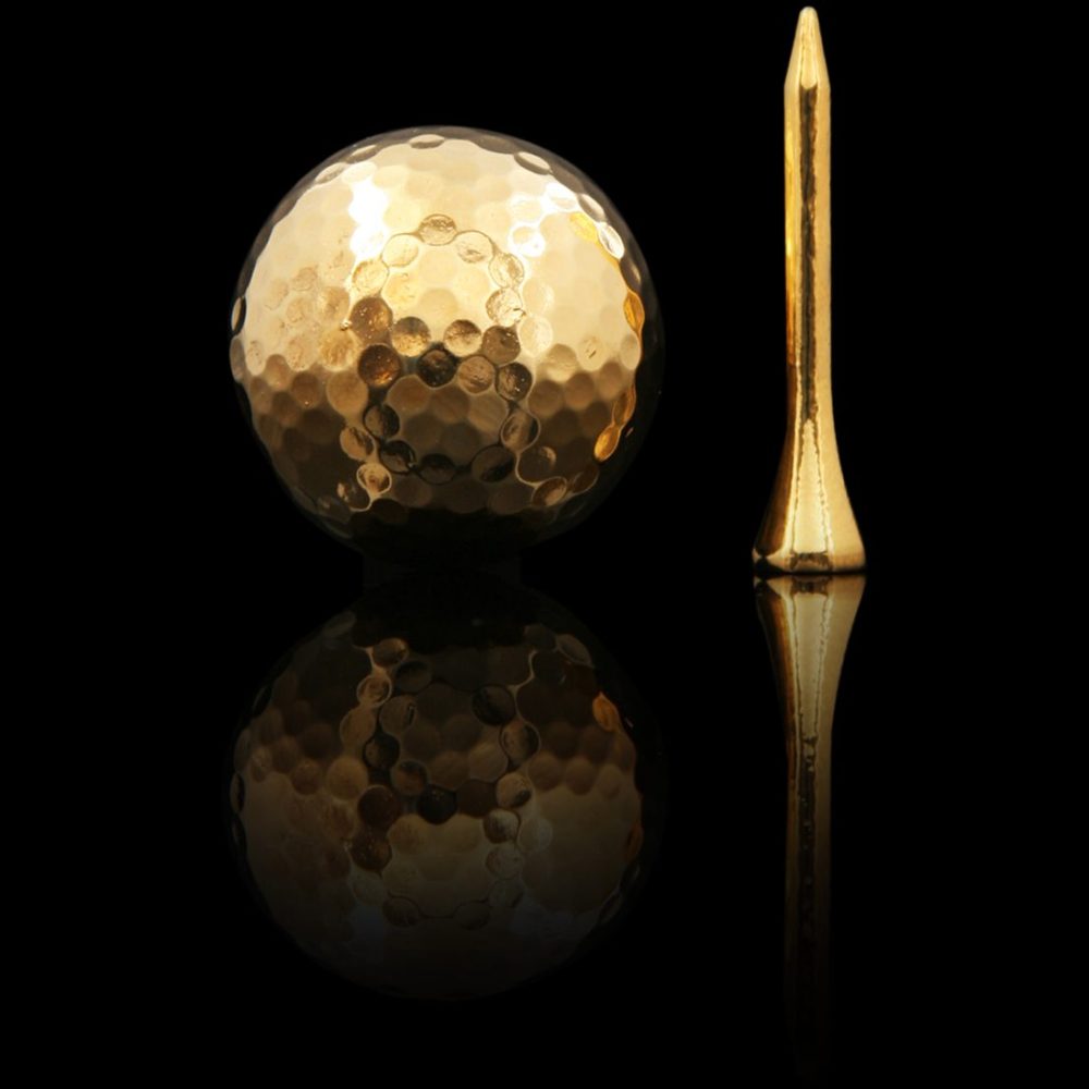 24K gold golf ball and tee