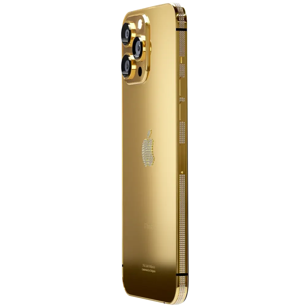 24k Gold Rose Gold Platinum iPhone 14 ProPro Max Diamond Bezel Logo