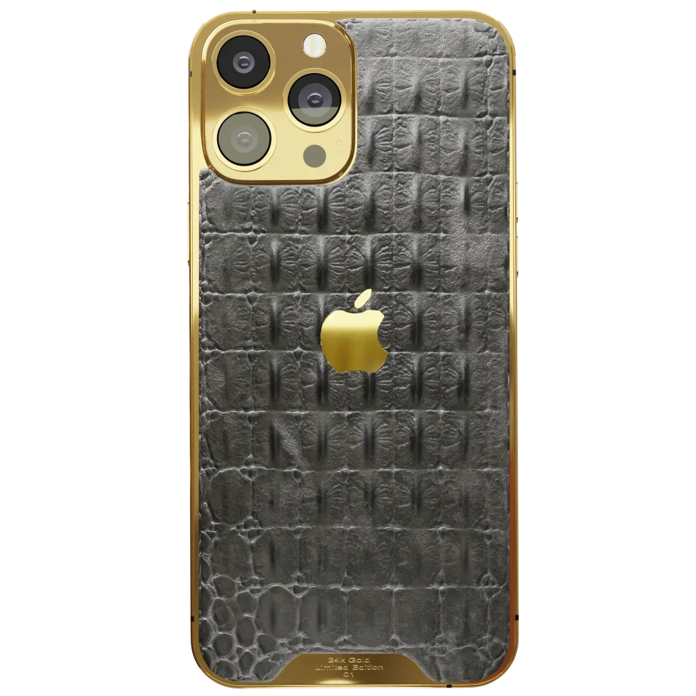 Black Croc Leather iPhone 14 Pro Pro Max