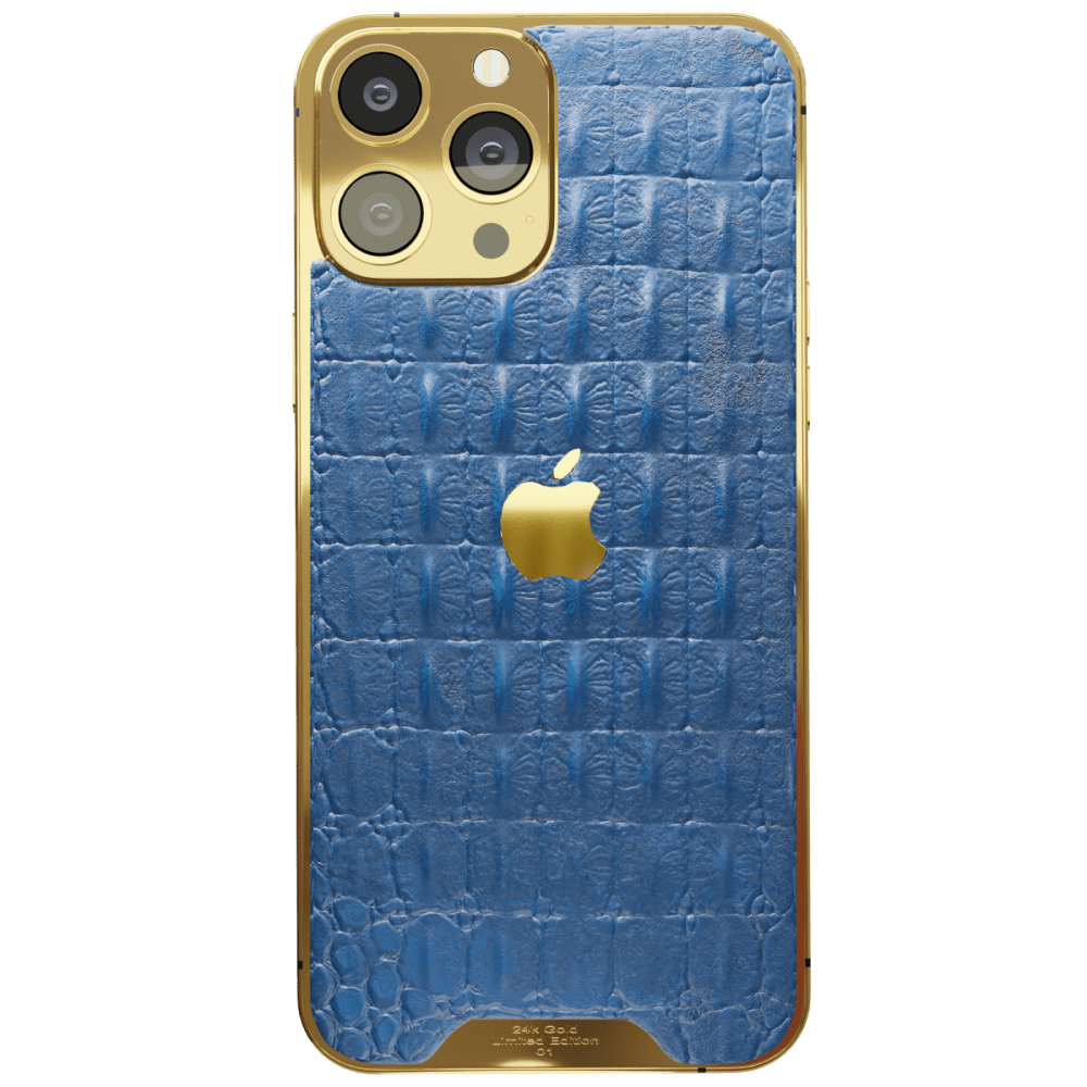 Blue Croc Leather iPhone 15 Pro Pro Max