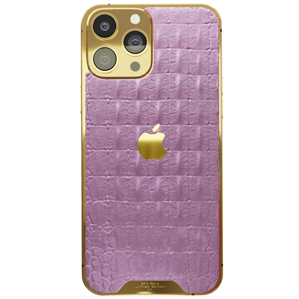Pink Croc Leather iPhone 14 Pro Pro Max