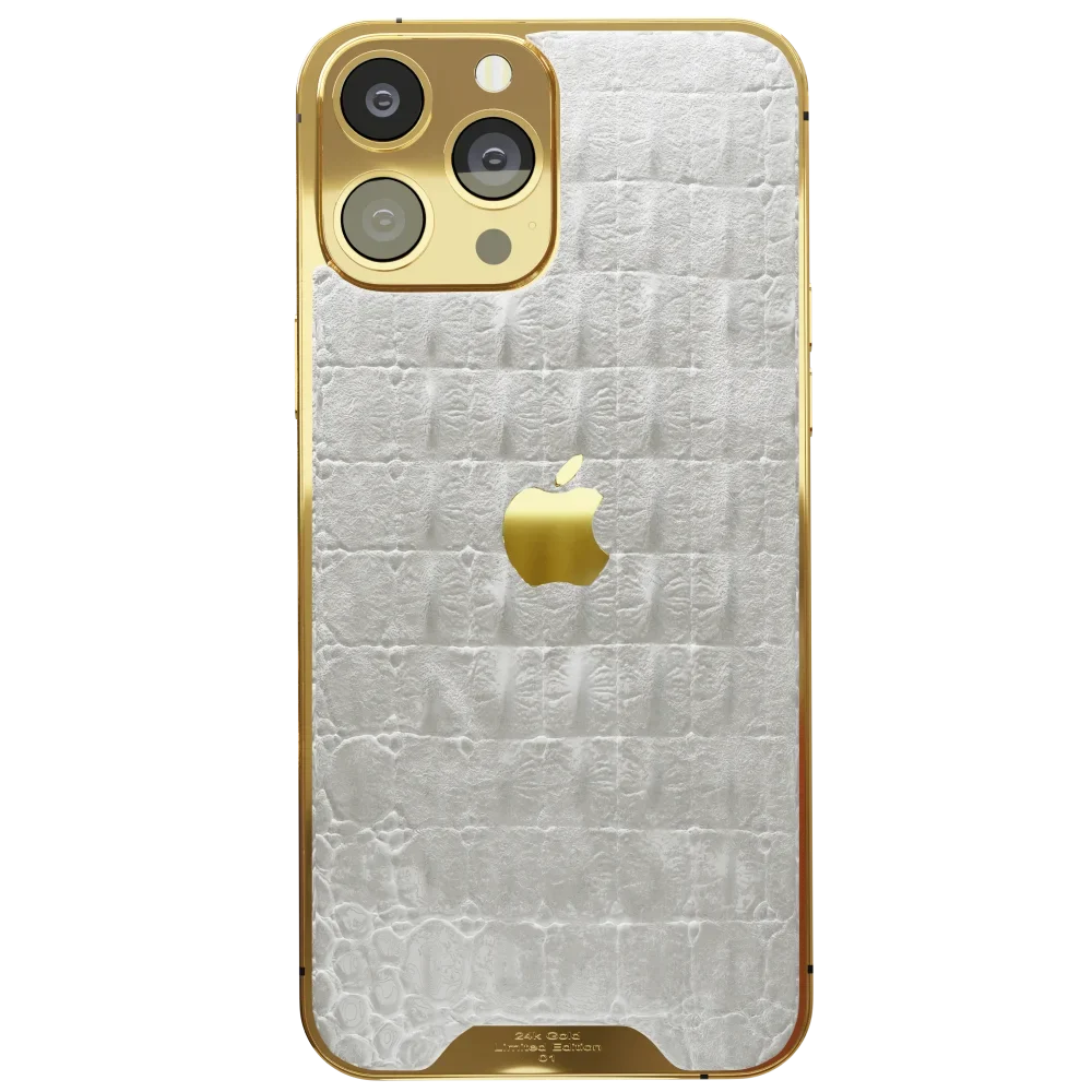 White Croc Leather iPhone 14 Pro Pro Max